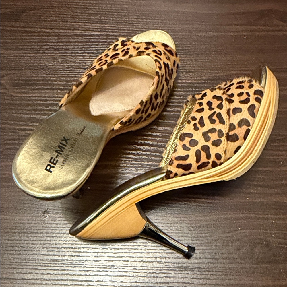 Leopard Print Women's Re-mix Polly Heels - Picture 8 of 8